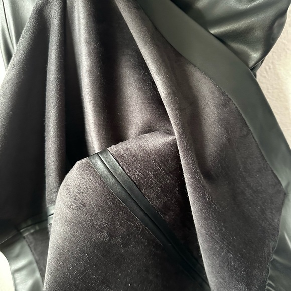 ZARA Black Faux Leather Assymetric Sleeveless Cinched Medium Dress BNWT - Picture 10 of 12